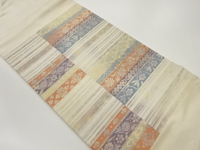 JAPANESE NAGOYA OBI / WOVEN FLOWER ARABESQUE